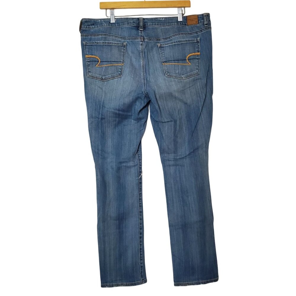 American Eagle Womens Skinny Jeans Size 18 Distressed Stretch Denim Medium Wash - Picture 2 of 6